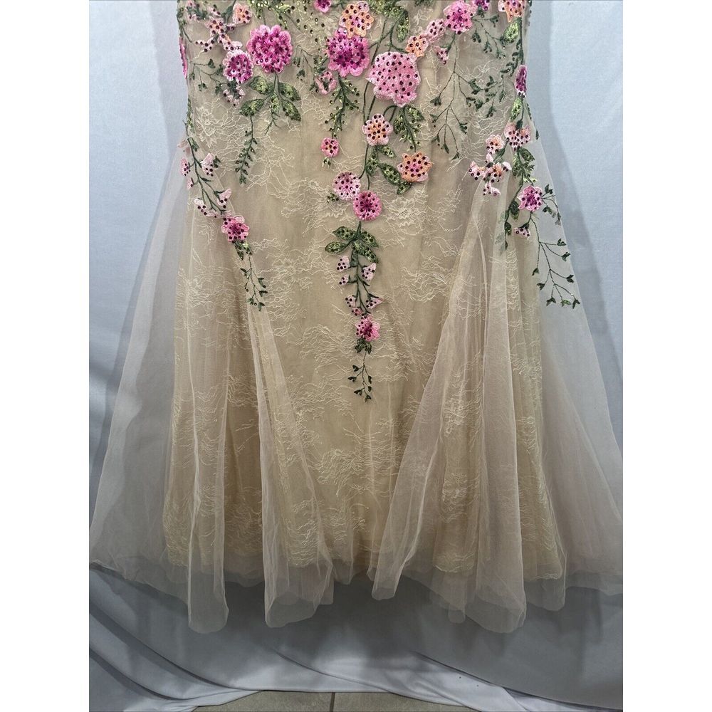 NWT MAC DUGGAL [ 6 ] 20652 Strapless Sheer Bustier Embroidered Mermaid Gown Rose - Picture 12 of 16